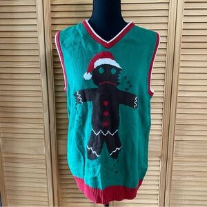Unisex size large Ugly Christmas Sweater Vest with Gingerbread